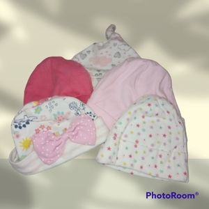 Set of 5 NB-3M Girl Beenies